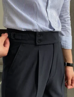 Best OUKU Men's Dress Pants Trousers Slacks Suit Pants Gurkha Pants High Rise Plain Comfort Breathable Wedding Outdoor Daily Elegant Vintage Black White