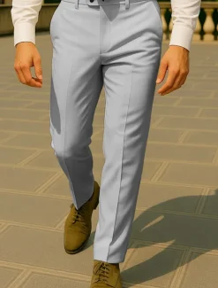 Best OUKU Men's Dress Pants Trousers Chinos Slacks Buttons Pocket Plain Comfort Formal Party Work Fashion Classic Style Black White Micro-elastic