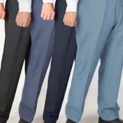 Online OUKU Men's Dress Pants Trousers Chinos Pocket Plain Comfort Breathable Wedding Business Casual Retro Vintage Classic Black Navy Blue High Waist Stretchy