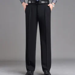 Discount OUKU Men's Dress Pants Trousers Chinos Pleated Pants Pocket Straight Leg Plain Breathable Soft Wedding Office Business Chic & Modern Classic Gray Green Black High Waist Micro-elastic