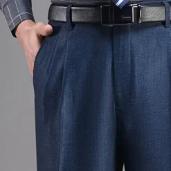 Discount OUKU Men's Dress Pants Trousers Chinos Pleated Pants Pocket Straight Leg Plain Breathable Soft Wedding Office Business Chic & Modern Classic Gray Green Black High Waist Micro-elastic