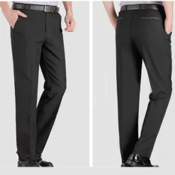 Sale OUKU Men's Dress Pants Trousers Chinos Pocket Plain Comfort Breathable Wedding Office Business Chic & Modern Formal Black Blue High Waist Micro-elastic