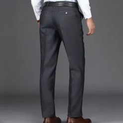 Sale OUKU Men's Dress Pants Trousers Chinos Pocket Plain Comfort Breathable Wedding Office Business Chic & Modern Formal Black Blue High Waist Micro-elastic