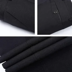 Sale OUKU Men's Dress Pants Trousers Chinos Pocket Plain Comfort Breathable Wedding Office Business Chic & Modern Formal Black Blue High Waist Micro-elastic