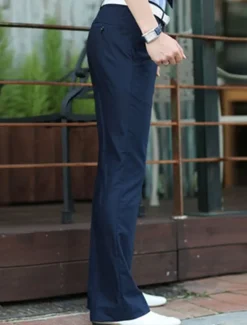 Outlet OUKU Men's Dress Pants Trousers Chinos Buttons Pocket Plain Comfort Formal Party Work Fashion Classic Style Black White Micro-elastic
