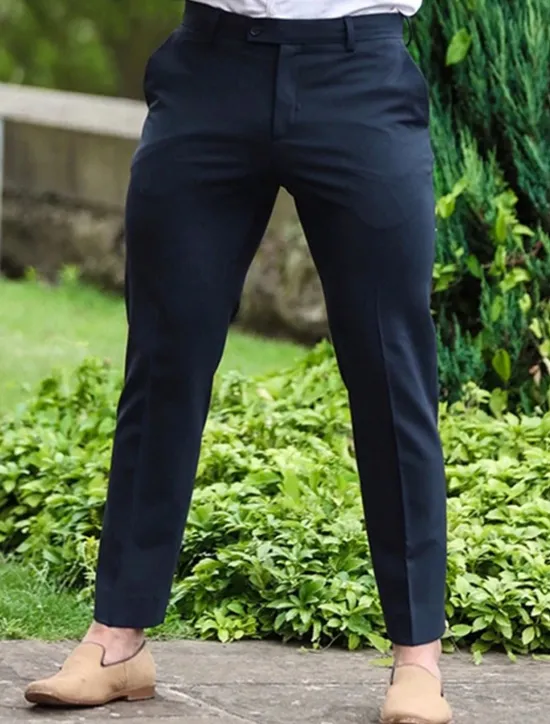 Best OUKU Men's Dress Pants Trousers Chinos Buttons Pocket Plain Comfort Ankle-Length Formal Party Work Fashion Classic Style Black Navy Blue Micro-elastic