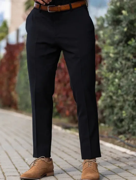 Best OUKU Men's Dress Pants Trousers Chinos Buttons Pocket Plain Comfort Ankle-Length Formal Party Work Fashion Classic Style Black Navy Blue Micro-elastic