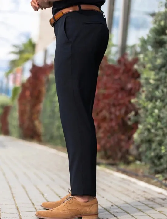 Best OUKU Men's Dress Pants Trousers Chinos Buttons Pocket Plain Comfort Ankle-Length Formal Party Work Fashion Classic Style Black Navy Blue Micro-elastic
