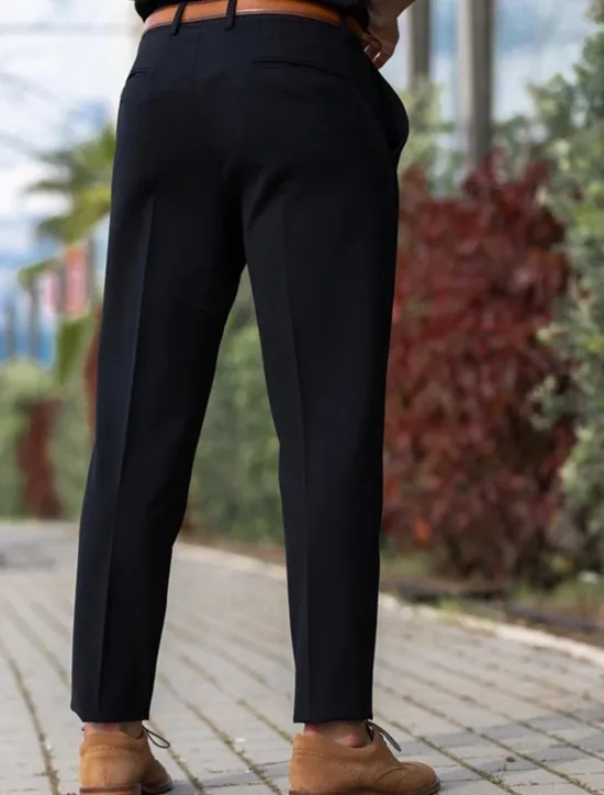 Best OUKU Men's Dress Pants Trousers Chinos Buttons Pocket Plain Comfort Ankle-Length Formal Party Work Fashion Classic Style Black Navy Blue Micro-elastic
