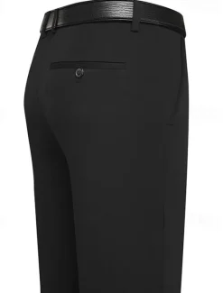 Outlet OUKU Men's Dress Pants Trousers Chinos Buttons Pocket Solid Color Comfort Formal Party Work Fashion Classic Style Black Navy Blue Micro-elastic