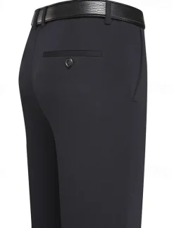 Outlet OUKU Men's Dress Pants Trousers Chinos Buttons Pocket Solid Color Comfort Formal Party Work Fashion Classic Style Black Navy Blue Micro-elastic