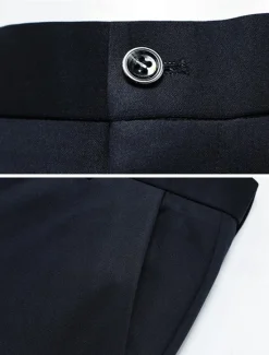 Outlet OUKU Men's Dress Pants Trousers Chinos Buttons Pocket Solid Color Comfort Formal Party Work Fashion Classic Style Black Navy Blue Micro-elastic