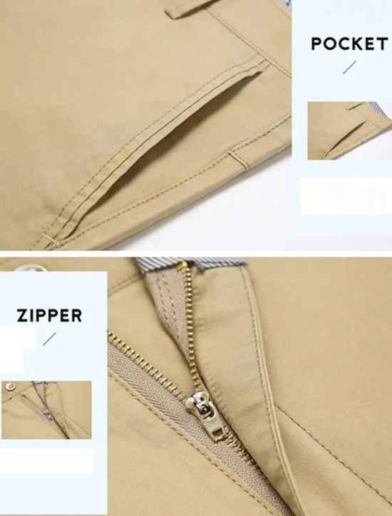 Best OUKU Men's Dress Pants Trousers Chinos Buttons Pocket Plain Comfort Formal Party Work Fashion Classic Style Dark Khaki Light Khaki