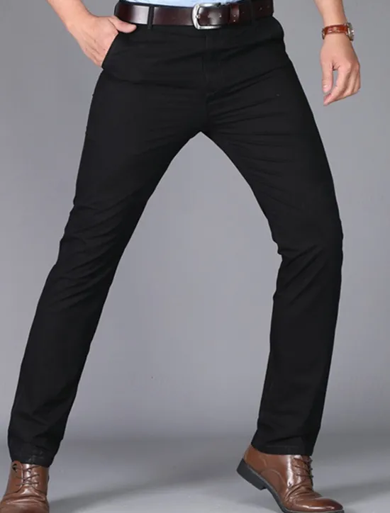Best OUKU Men's Dress Pants Trousers Chinos Buttons Pocket Plain Comfort Formal Party Work Fashion Classic Style Dark Khaki Light Khaki