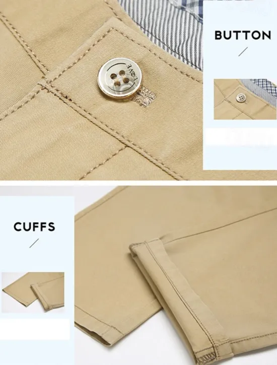 Best OUKU Men's Dress Pants Trousers Chinos Buttons Pocket Plain Comfort Formal Party Work Fashion Classic Style Dark Khaki Light Khaki