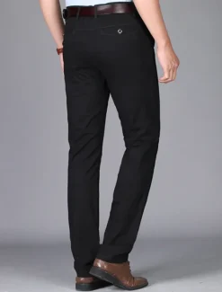 Best OUKU Men's Dress Pants Trousers Chinos Buttons Pocket Plain Comfort Formal Party Work Fashion Classic Style Dark Khaki Light Khaki