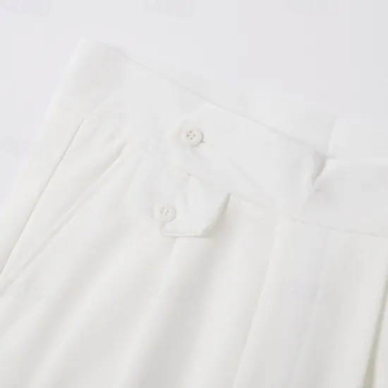 Clearance OUKU Men's Dress Pants Trousers Slacks Pleated Pants Suit Pants Pocket High Rise Plain Comfort Wedding Office Work Elegant Vintage Black White High Waist Micro-elastic
