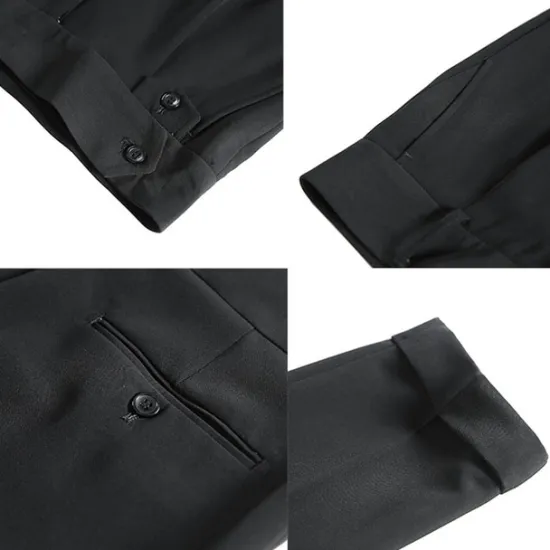 Clearance OUKU Men's Dress Pants Trousers Slacks Pleated Pants Suit Pants Pocket High Rise Plain Comfort Wedding Office Work Elegant Vintage Black White High Waist Micro-elastic