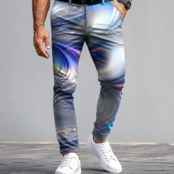 Best OUKU Men's Dress Pants Trousers Suit Pants Slim Fit Pants with Pockets Gradient Color Abstract Art Full Length Outdoor Vacation Casual Pink Blue Micro-elastic