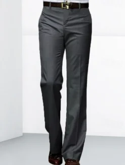 OUKU Men's Dress Pants Trousers Chinos Buttons Pocket Plain Comfort Formal Party Work Fashion Classic Style Black White Micro-elastic