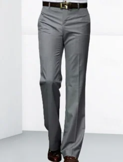 OUKU Men's Dress Pants Trousers Chinos Buttons Pocket Plain Comfort Formal Party Work Fashion Classic Style Black White Micro-elastic