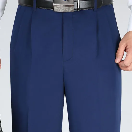 Online OUKU Men's Dress Pants Trousers Casual Pants Pleated Pants Pocket Plain Comfort Breathable Wedding Business Casual Retro Vintage Classic Yellow Light Green High Waist Stretchy