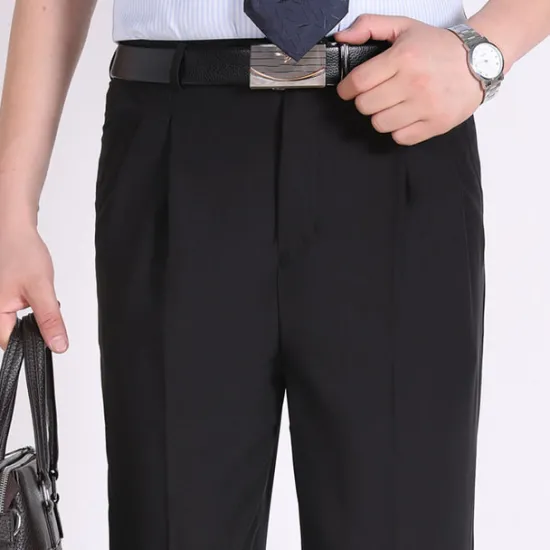 Online OUKU Men's Dress Pants Trousers Casual Pants Pleated Pants Pocket Plain Comfort Breathable Wedding Business Casual Retro Vintage Classic Yellow Light Green High Waist Stretchy