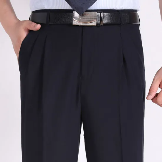 Online OUKU Men's Dress Pants Trousers Casual Pants Pleated Pants Pocket Plain Comfort Breathable Wedding Business Casual Retro Vintage Classic Yellow Light Green High Waist Stretchy