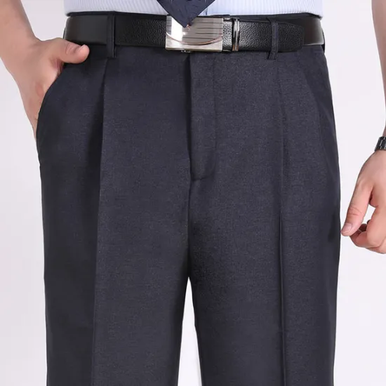 Online OUKU Men's Dress Pants Trousers Casual Pants Pleated Pants Pocket Plain Comfort Breathable Wedding Business Casual Retro Vintage Classic Yellow Light Green High Waist Stretchy