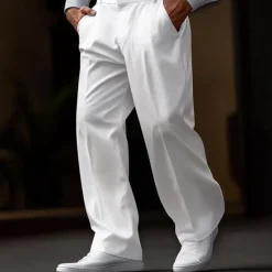 Hot OUKU Men's Dress Pants Trousers Slacks Casual Pants Suit Pants Front Pocket Straight Leg Plain Comfort Soft Full Length Outdoor Business Daily Fashion Streetwear Black White