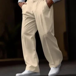 Hot OUKU Men's Dress Pants Trousers Slacks Casual Pants Suit Pants Front Pocket Straight Leg Plain Comfort Soft Full Length Outdoor Business Daily Fashion Streetwear Black White