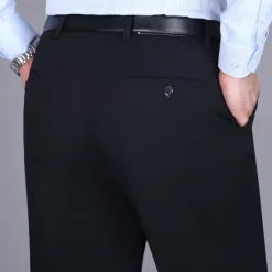 Sale OUKU Men's Dress Pants Trousers Pleated Pants Zipper Pocket Straight Leg Plain Comfort Breathable Ankle-Length Wedding Office Work Fashion Chic & Modern Black+Grey Smoky gray High Waist Micro-elastic