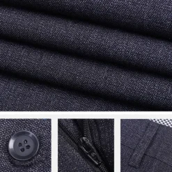 Sale OUKU Men's Dress Pants Trousers Pleated Pants Zipper Pocket Straight Leg Plain Comfort Breathable Ankle-Length Wedding Office Work Fashion Chic & Modern Black+Grey Smoky gray High Waist Micro-elastic