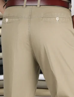Outlet OUKU Men's Dress Pants Trousers Chinos Buttons Pocket Straight Leg Plain Comfort Formal Party Work Fashion Classic Style Dark Khaki Light Khaki Micro-elastic