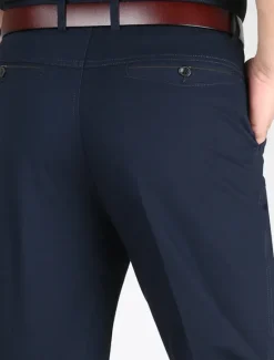 Outlet OUKU Men's Dress Pants Trousers Chinos Buttons Pocket Straight Leg Plain Comfort Formal Party Work Fashion Classic Style Dark Khaki Light Khaki Micro-elastic