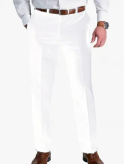 New OUKU Men's Dress Pants Trousers Suit Pants Pocket Straight Leg Plain Comfort Soft Full Length Wedding Outdoor Business Fashion Streetwear Black White
