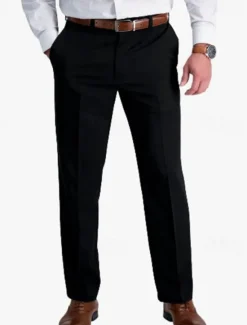 New OUKU Men's Dress Pants Trousers Suit Pants Pocket Straight Leg Plain Comfort Soft Full Length Wedding Outdoor Business Fashion Streetwear Black White