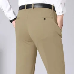 OUKU Men's Dress Pants Trousers Slacks Flat Front Pants Suit Pants Straight Leg Geometry Stretch No-Iron Formal Wedding Business Classic Style Casual Black Royal Blue High Waist Stretchy