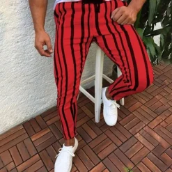 Outlet OUKU Men's Dress Pants Trousers Chinos Pocket Drawstring Elastic Waist Stripe Comfort Formal Party Work Fashion Classic Style White Yellow Micro-elastic