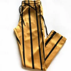 Outlet OUKU Men's Dress Pants Trousers Chinos Pocket Drawstring Elastic Waist Stripe Comfort Formal Party Work Fashion Classic Style White Yellow Micro-elastic