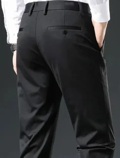 Hot OUKU Men's Dress Pants Trousers Suit Pants Pocket Plain Comfort Breathable Outdoor Daily Going out Casual Formal Black Dark Blue