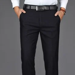 Discount OUKU Men's Dress Pants Trousers Slacks Suit Pants Pocket Plain Comfort Breathable Ankle-Length Wedding Office Business Chic & Modern Classic Black Deep Blue High Waist Micro-elastic