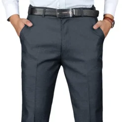Discount OUKU Men's Dress Pants Trousers Slacks Suit Pants Pocket Plain Comfort Breathable Ankle-Length Wedding Office Business Chic & Modern Classic Black Deep Blue High Waist Micro-elastic