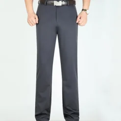 Outlet OUKU Men's Dress Pants Trousers Pocket Straight Leg Plain Wedding Office Work Cotton Blend Chic & Modern Formal White Wine High Waist Micro-elastic