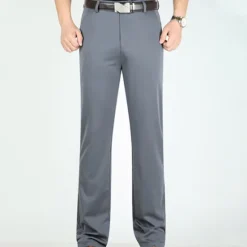 Outlet OUKU Men's Dress Pants Trousers Pocket Straight Leg Plain Wedding Office Work Cotton Blend Chic & Modern Formal White Wine High Waist Micro-elastic
