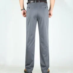 Outlet OUKU Men's Dress Pants Trousers Pocket Straight Leg Plain Wedding Office Work Cotton Blend Chic & Modern Formal White Wine High Waist Micro-elastic