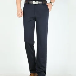 Outlet OUKU Men's Dress Pants Trousers Pocket Straight Leg Plain Wedding Office Work Cotton Blend Chic & Modern Formal White Wine High Waist Micro-elastic