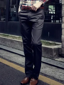 Outlet OUKU Men's Dress Pants Trousers Chinos Suit Pants Pocket Plain Comfort Breathable Business Daily Fashion Casual Black Khaki