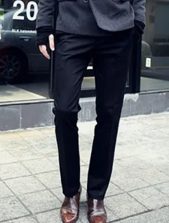 Outlet OUKU Men's Dress Pants Trousers Chinos Suit Pants Pocket Plain Comfort Breathable Business Daily Fashion Casual Black Khaki