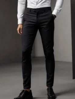 Sale OUKU Men's Dress Pants Trousers Chinos Buttons Pocket Solid Color Comfort Ankle-Length Formal Party Work Fashion Classic Style Black Khaki Micro-elastic